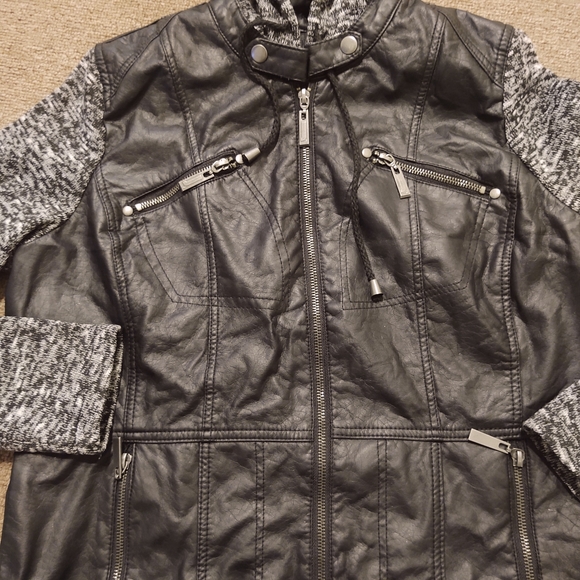 Vegan Leather Hooded Jacket - Picture 8 of 9